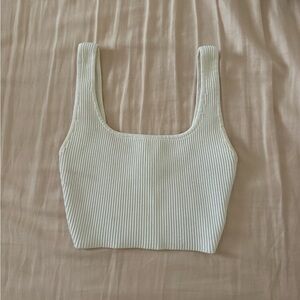 Aritzia Cream Ribbed Tank Top